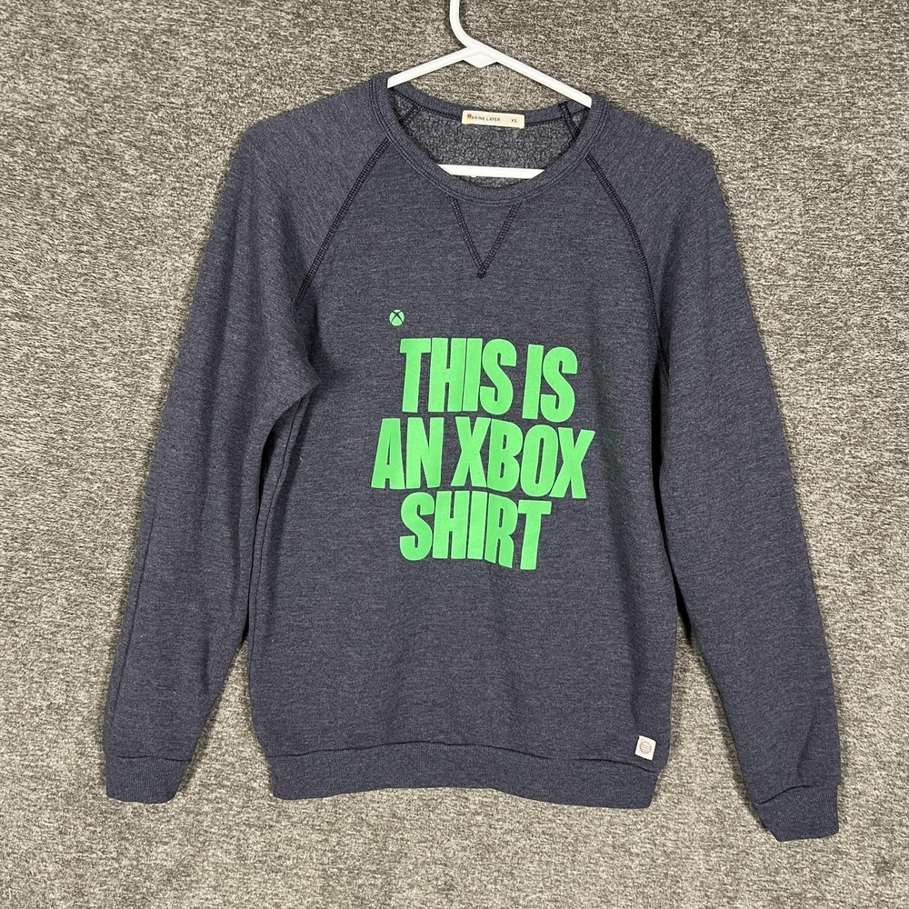 Marine Layer Xbox Sweatshirt Mens XS‎ Blue Crewneck Fleece Graphic Gaming Geek